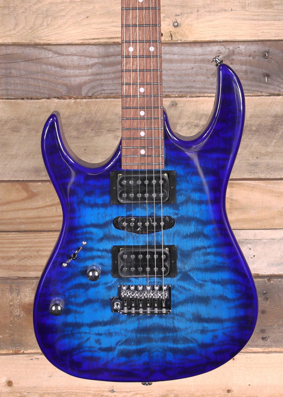 Ibanez GRX70QAL Left-Handed Electric Guitar Transparent Blue Burst