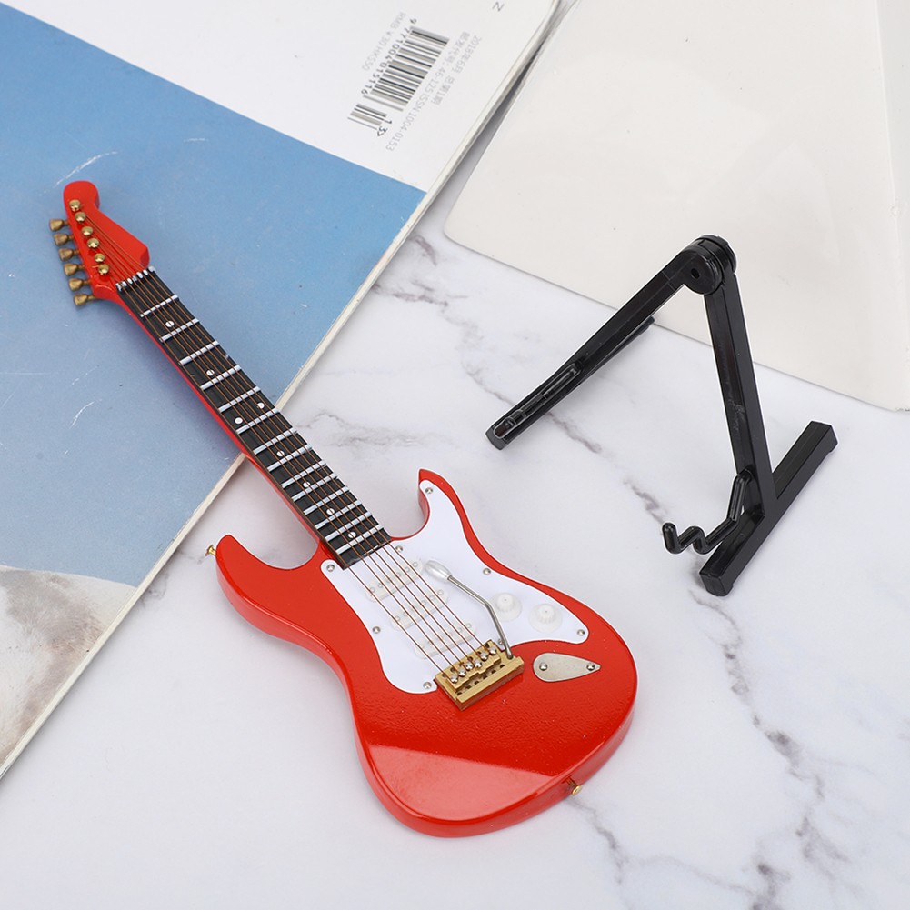Miniature Red Electric Guitar Model Musical Instrument Crafts Ornament Gift