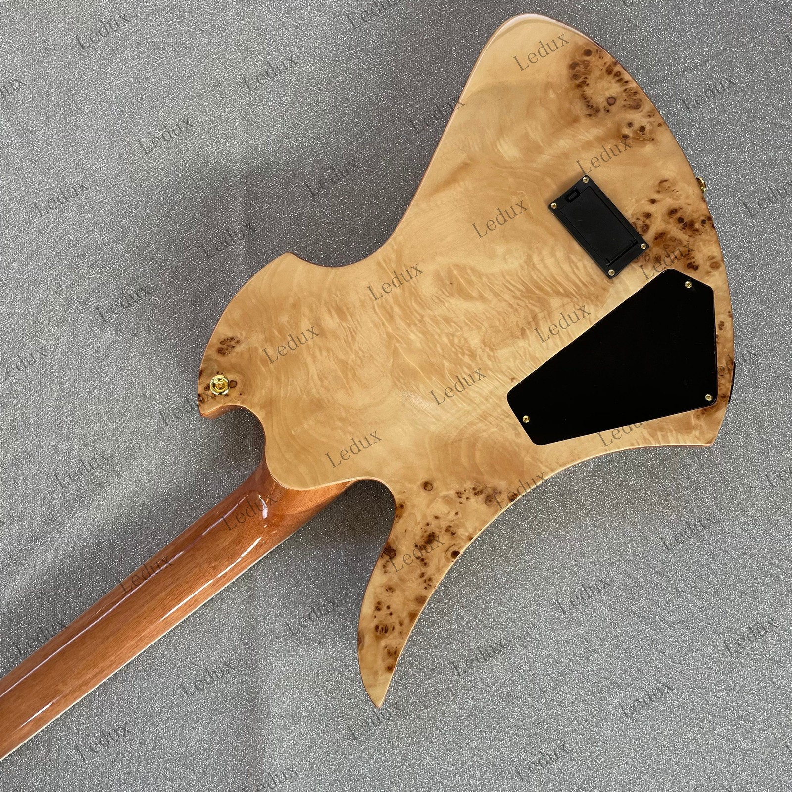 Burl Top Veneer Solid Electric Guitar Stainless Steel Frets Mockingbird Nature