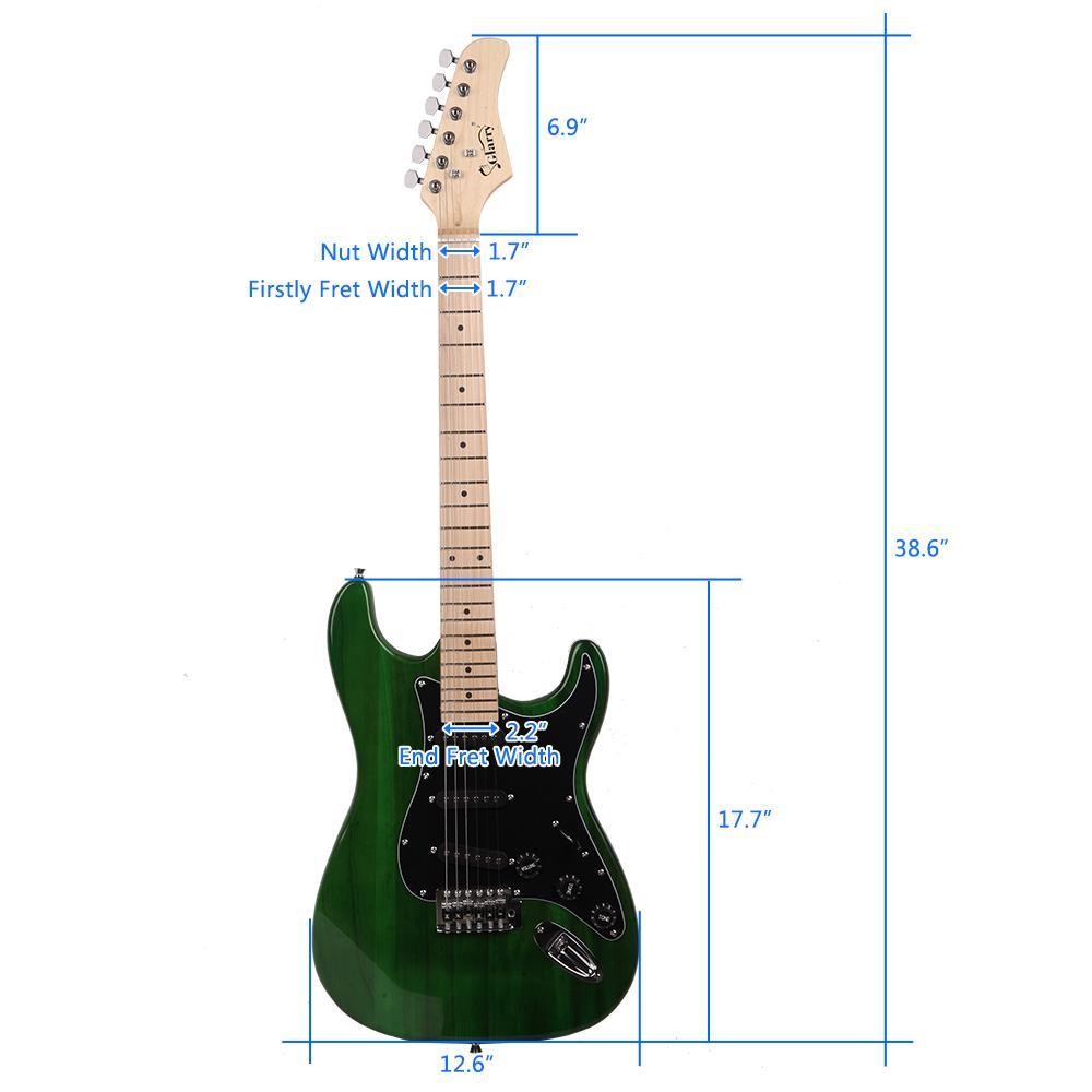 Glarry ST 22 Electric Guitar Kit Right Handed 6 Strings Basswood W/Bag Green