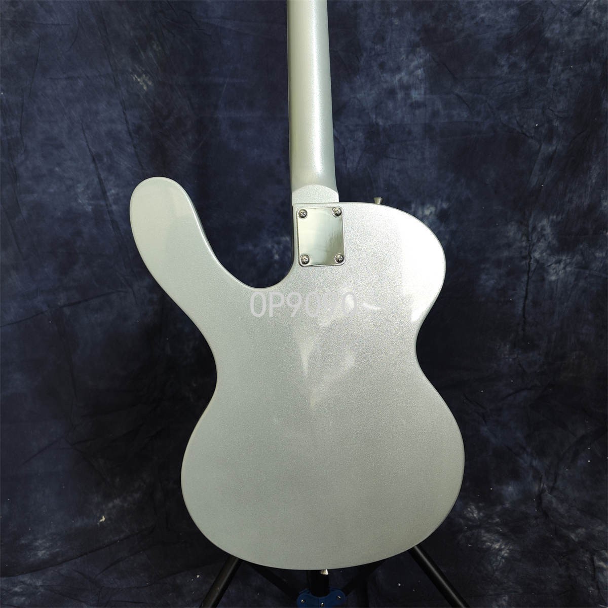 Metallic Silver Color Electric Guitar Solid Body 6String Maple Neck unique shape
