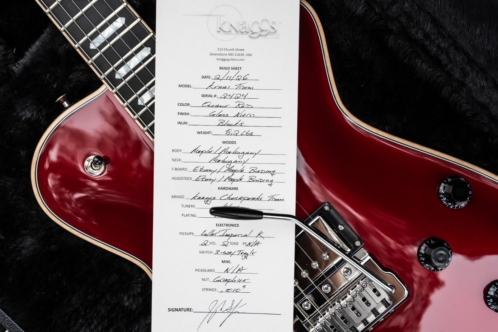 Knaggs Kenai Trem/Octane Red Metallic/Full Maple Binding