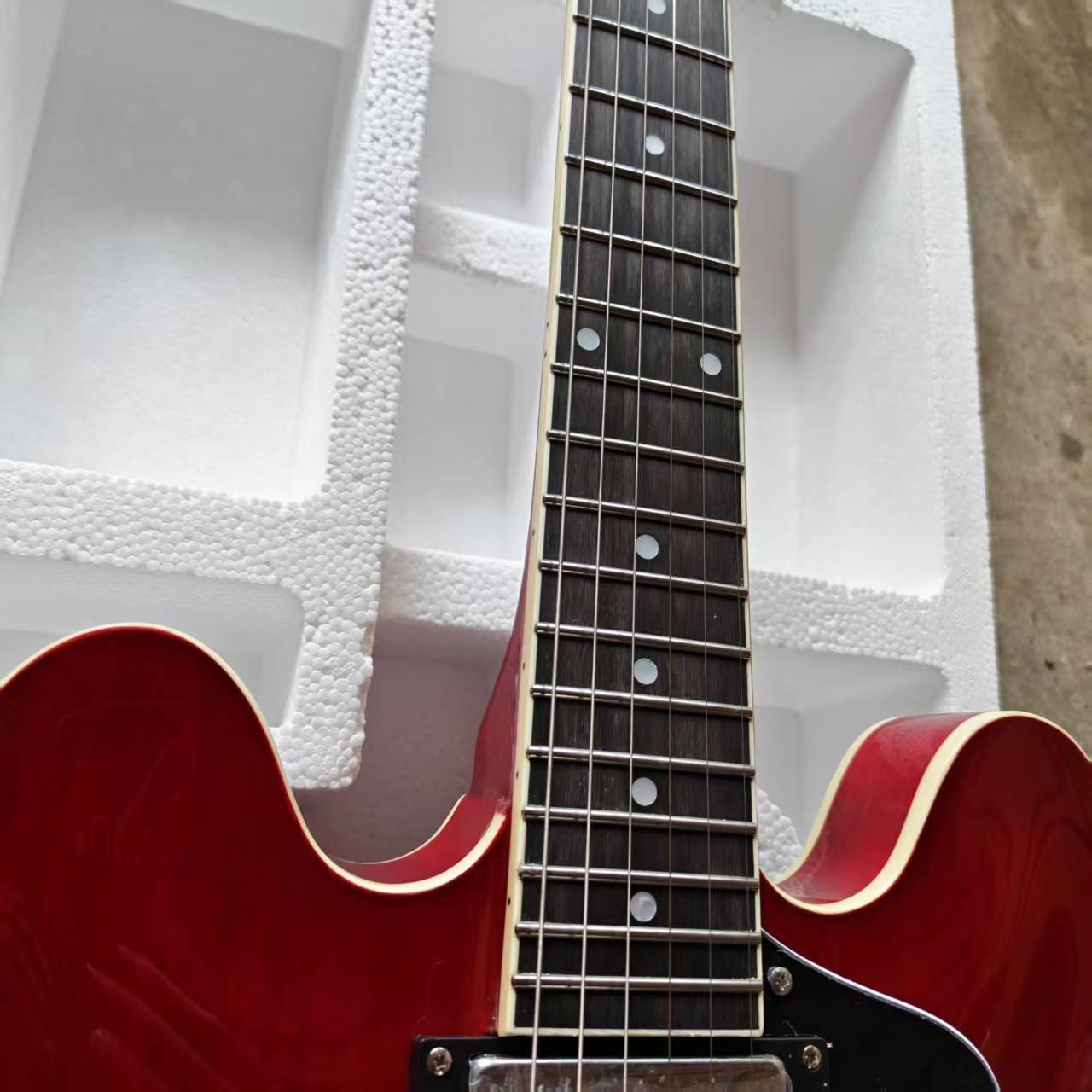 Custom Dot 335 Semi-hollow Cherry Red Electric Guitar HH Pickups 6string Ship US