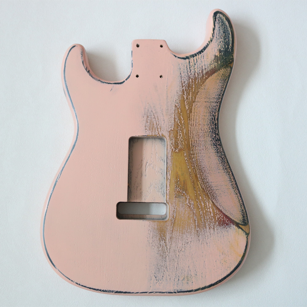 Heavy Relic Electric Guitar Kit Unfinished Elm Body 57MM Pocket In Pink