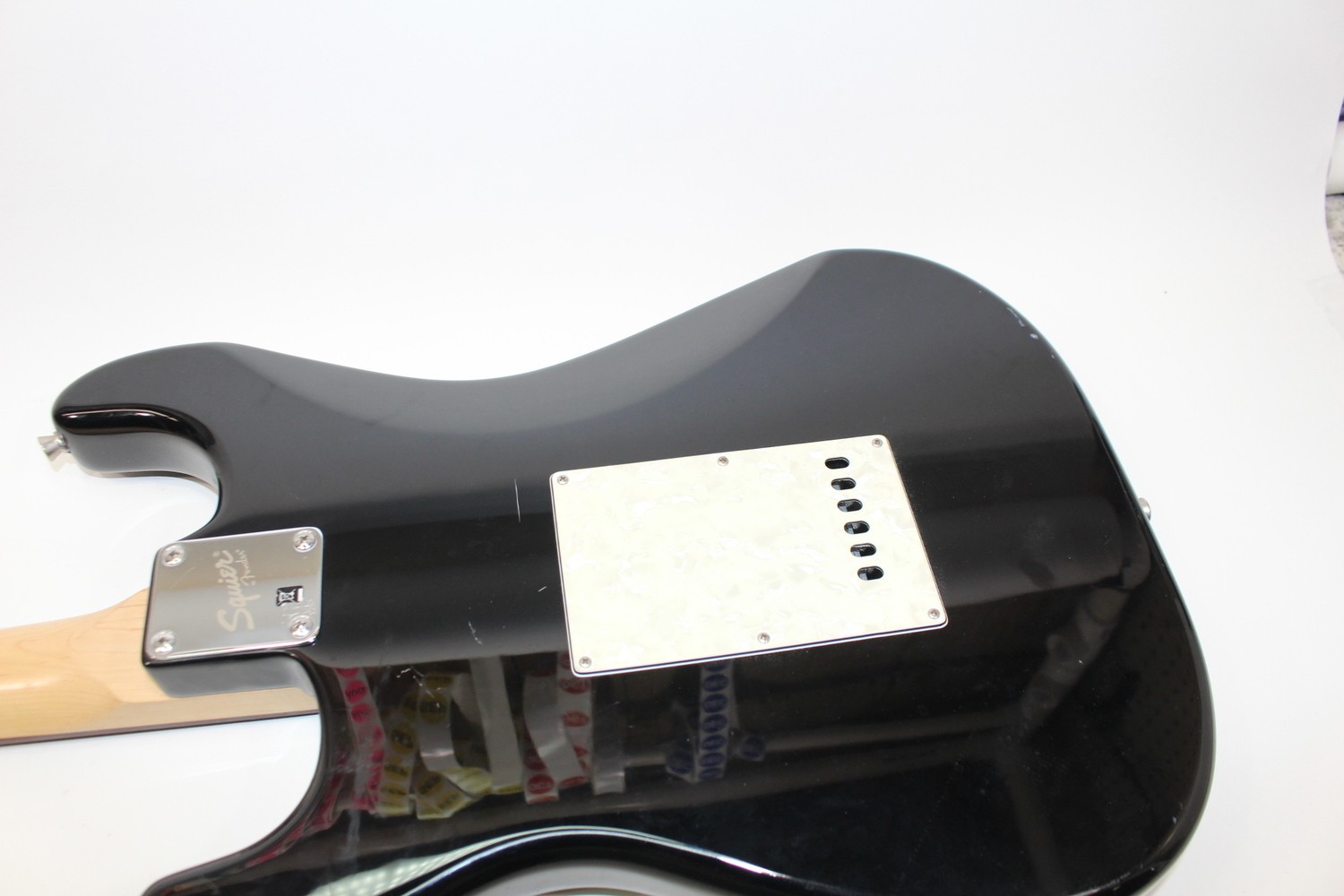 Squier Strat by Fender Electric Guitar – Black with White Pickguard (13013887)