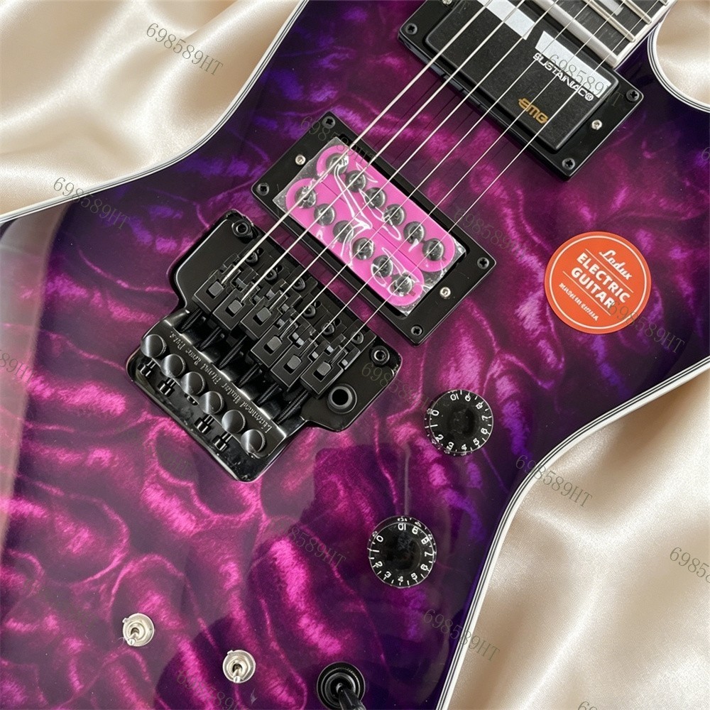 New Trans Purple Burst Electric Guitar Custom E-1 Solid Mahogany Body H-H Pickup