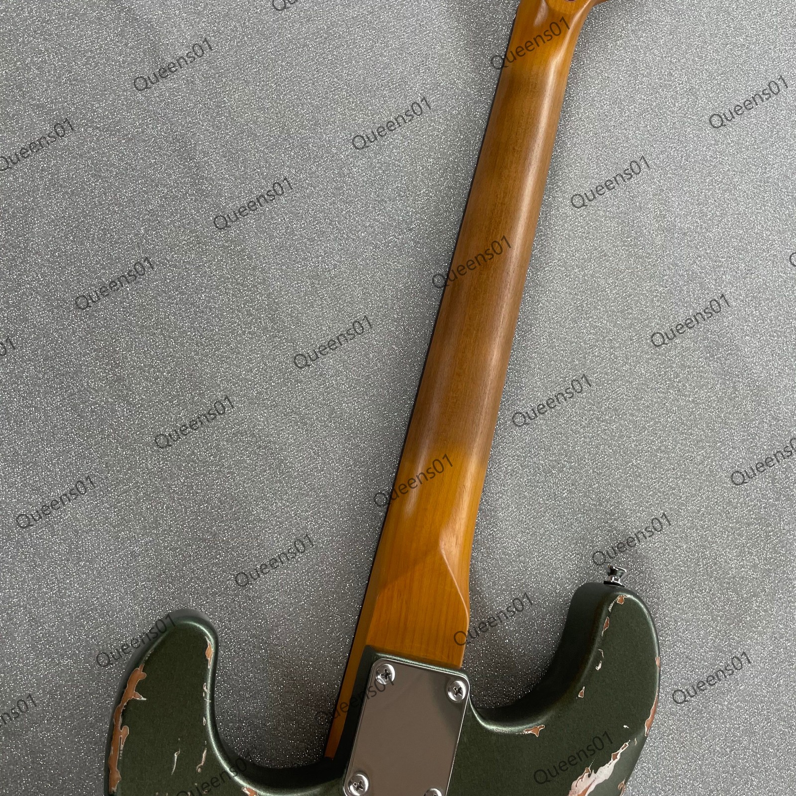 Aged Electric Guitar SSS Pickups Tremolo Bridge Chrome Parts Solid Olive Green