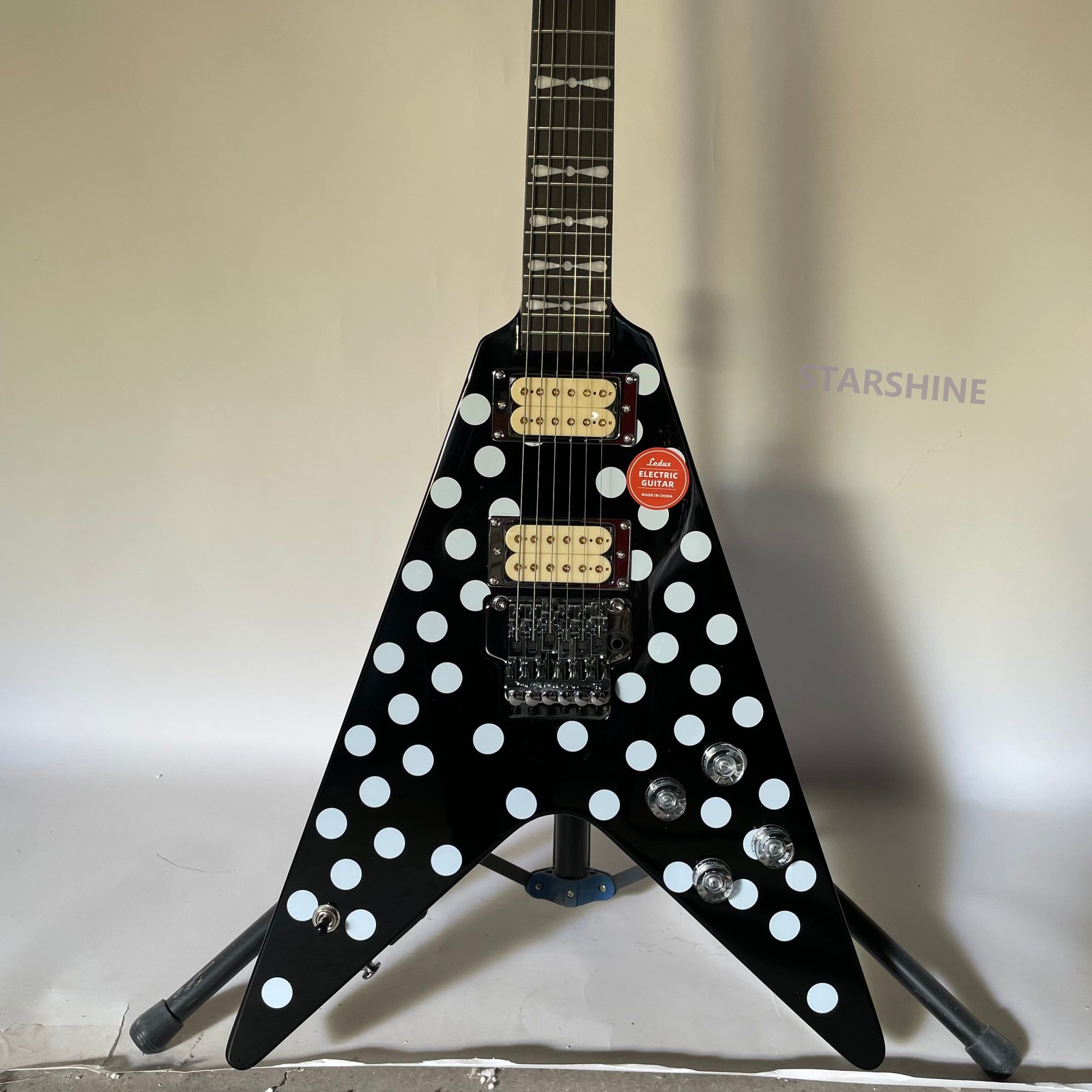 Electric Guitar Black Randy Rhoads Polka Dot Black tremolo Bridge fast ship