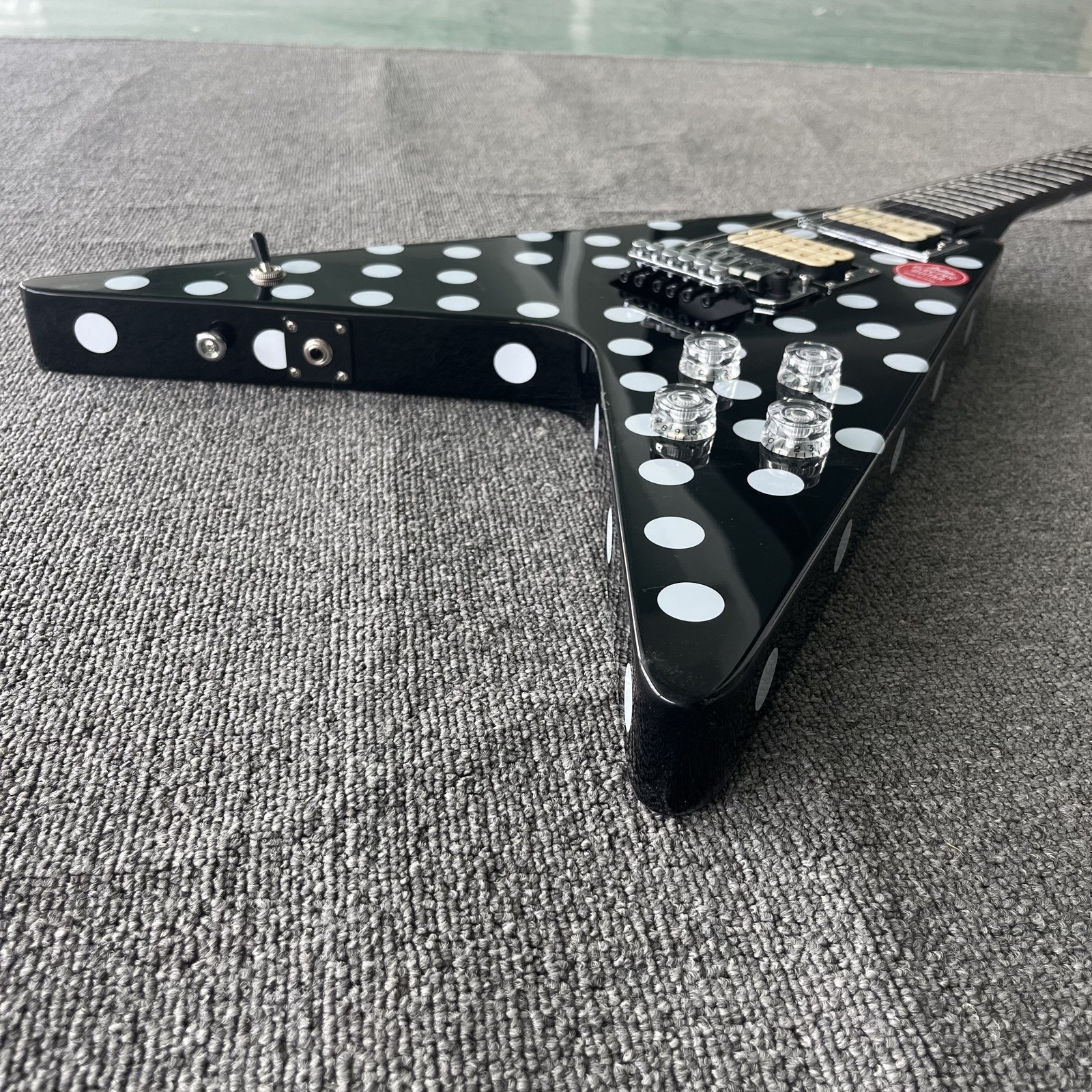 Electric Guitar Black Randy Rhoads Polka Dot Black tremolo Bridge free ship