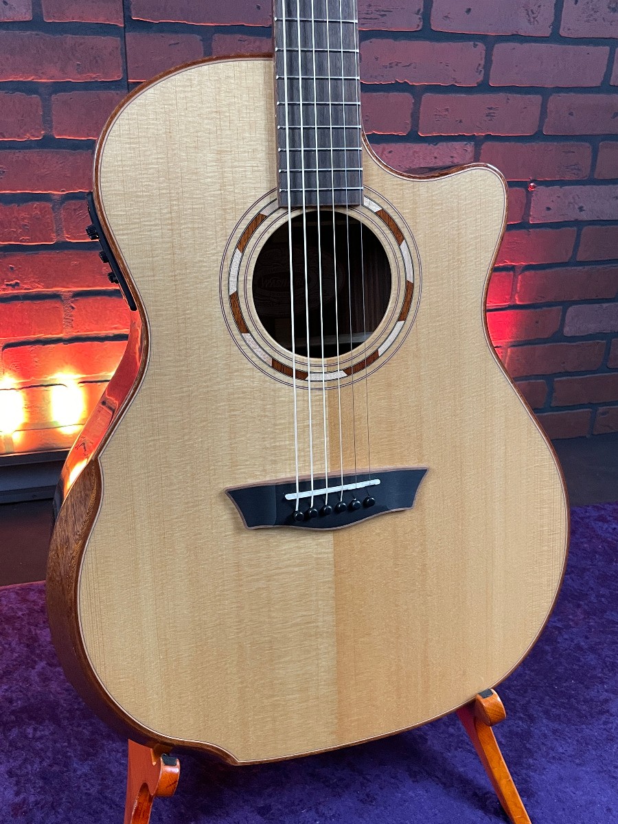 2024 Washburn WCG25SCE Comfort Series Grand Auditorium Cutaway Acoustic Elect…