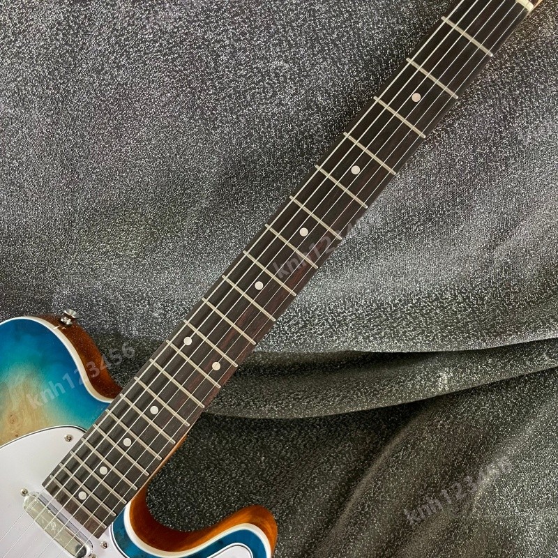 Electric Guitar Burst Burl Top Bone Nut Stainless Rounded Fret Edge SS Fast Ship