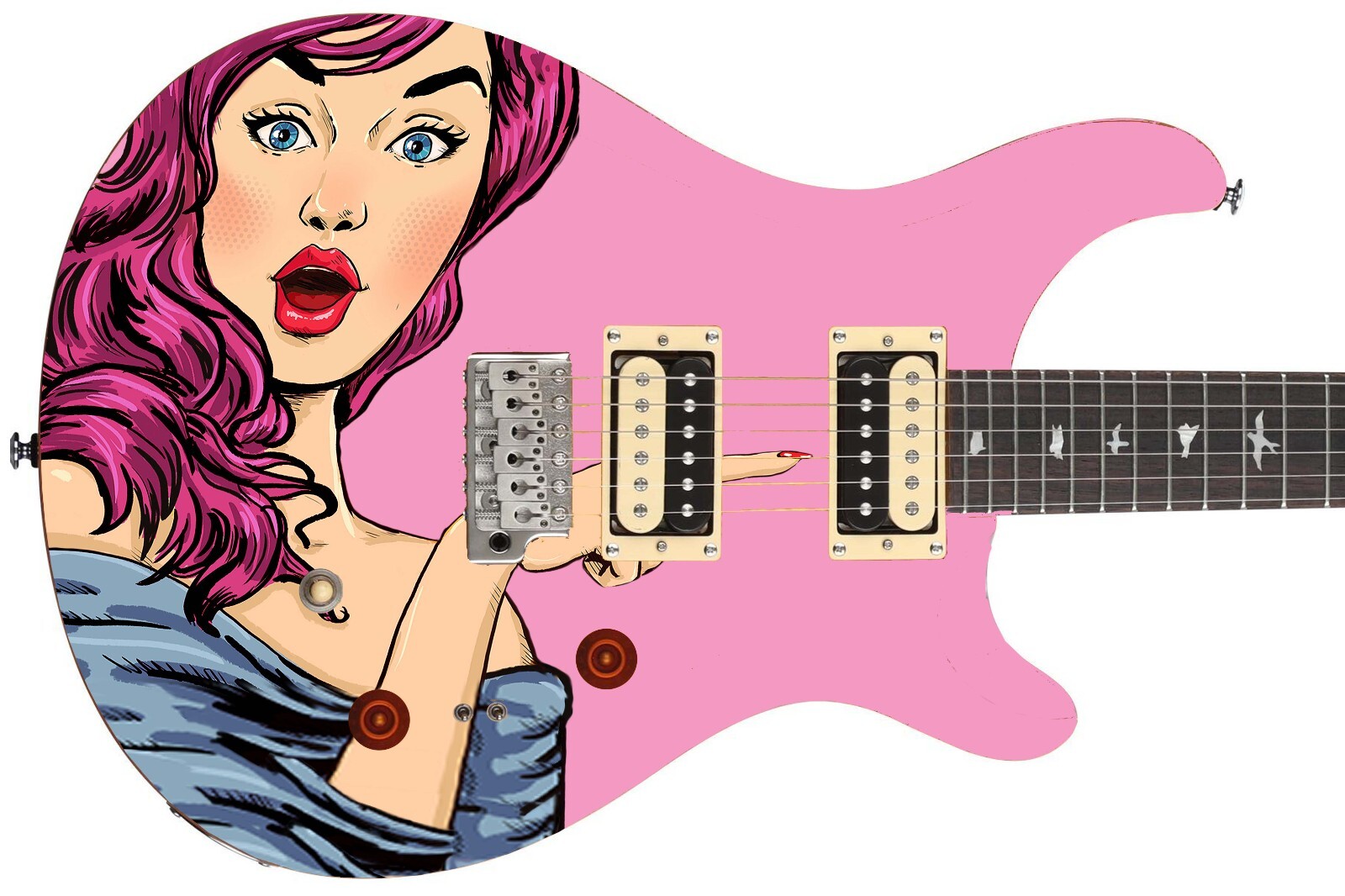 Guitar Wrap Skin Axe Re-Skin Pop Rock Biggest Fan Groupie Girl 1210