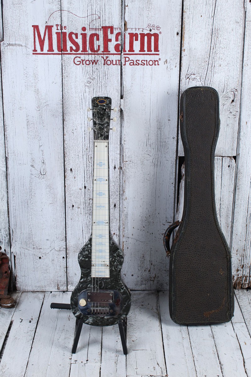 Loney Music Vintage 1950s Lap Steel Electric Guitar with Original Chipboard Case
