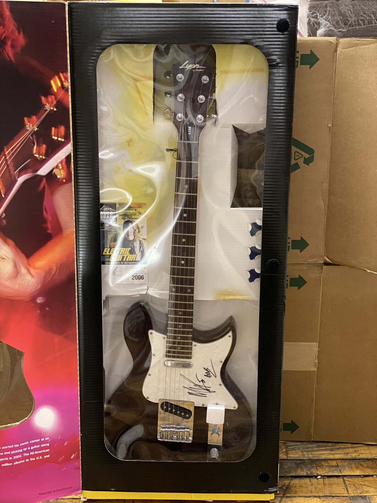 All American Rejects Autographed Mike Kennerty Electric Guitar Washburn Lyon New