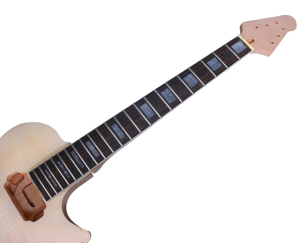 22 fret 24.75 Inches Flame Maple Electric Guitar Binding White Square Inlaid