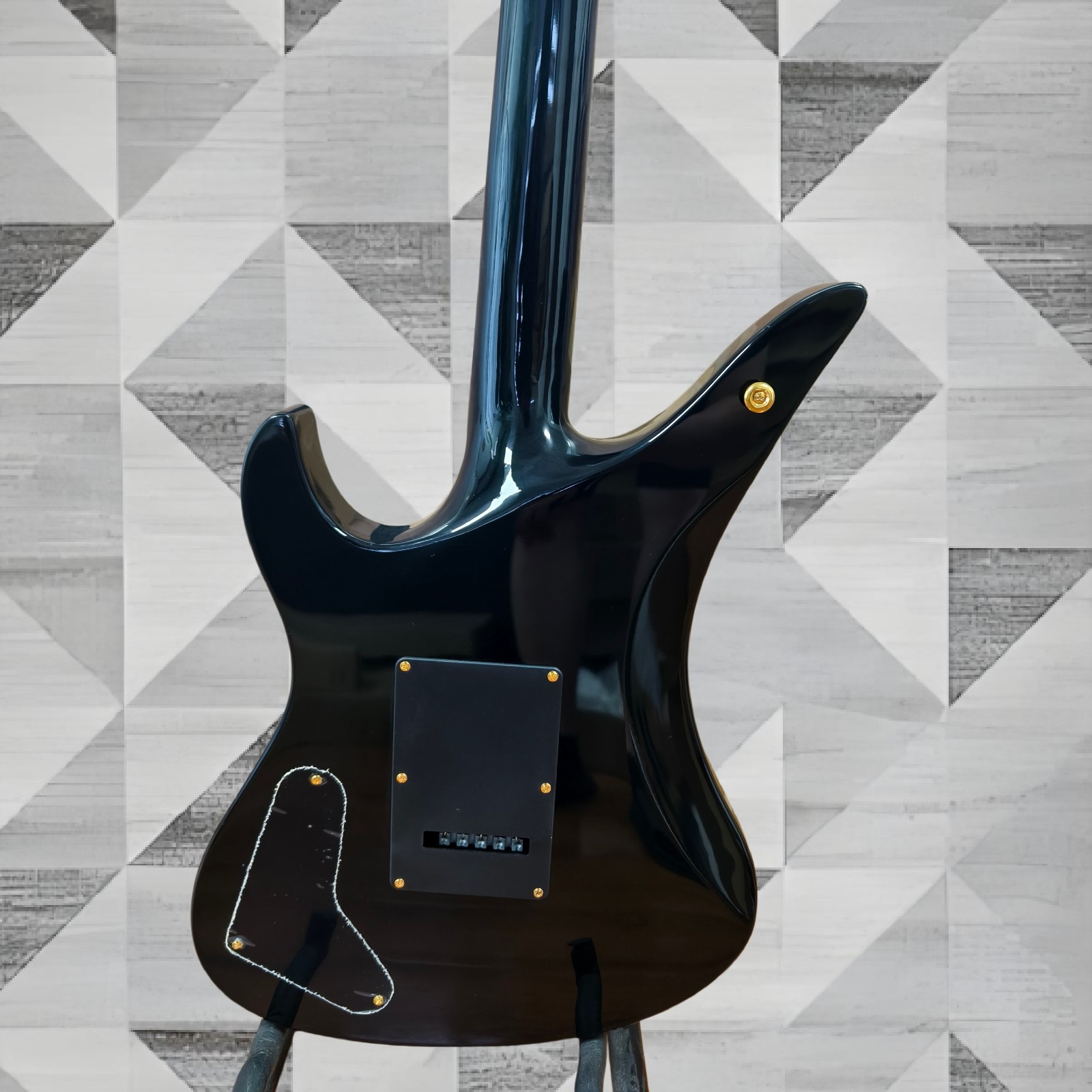 Schecter Synyster Gates Custom-S Electric Guitar – Black with Gold Pinstripes