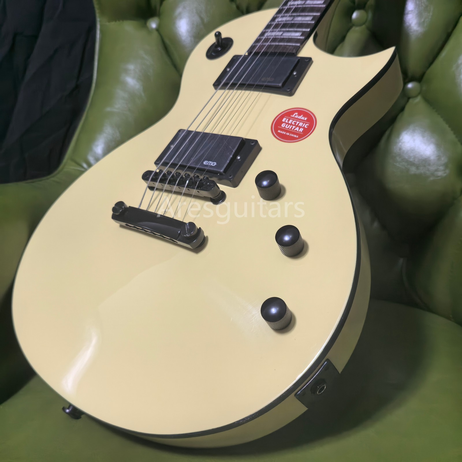 Solid Electric Guitar Active Pickups Mahogany Body Black Hardware Yellow