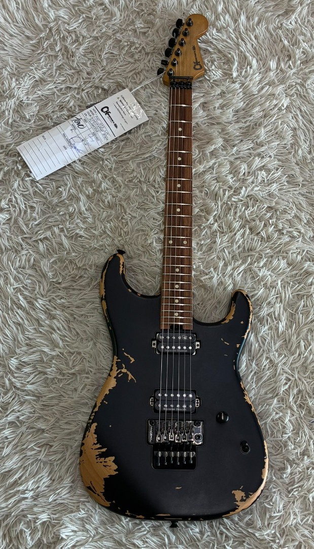 Charvel Pro-Mod Relic San Dimas Style 1 HH Floyd Rose Black Electric Guitar +Bag