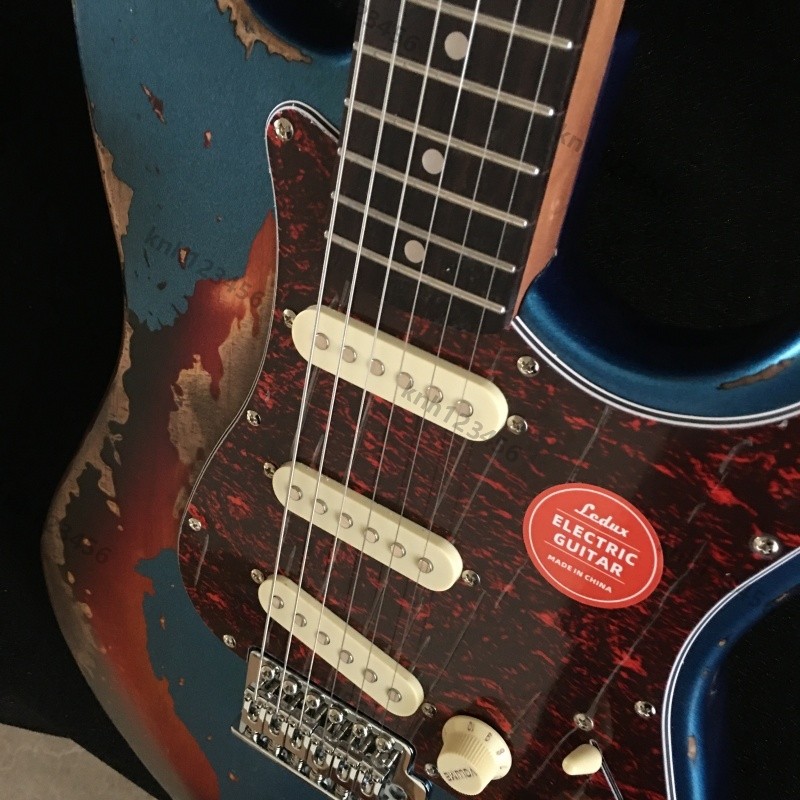Heavy Aged Electric Guitar Bone Nut Stainless Rounded Fret Edge Distressed SSS