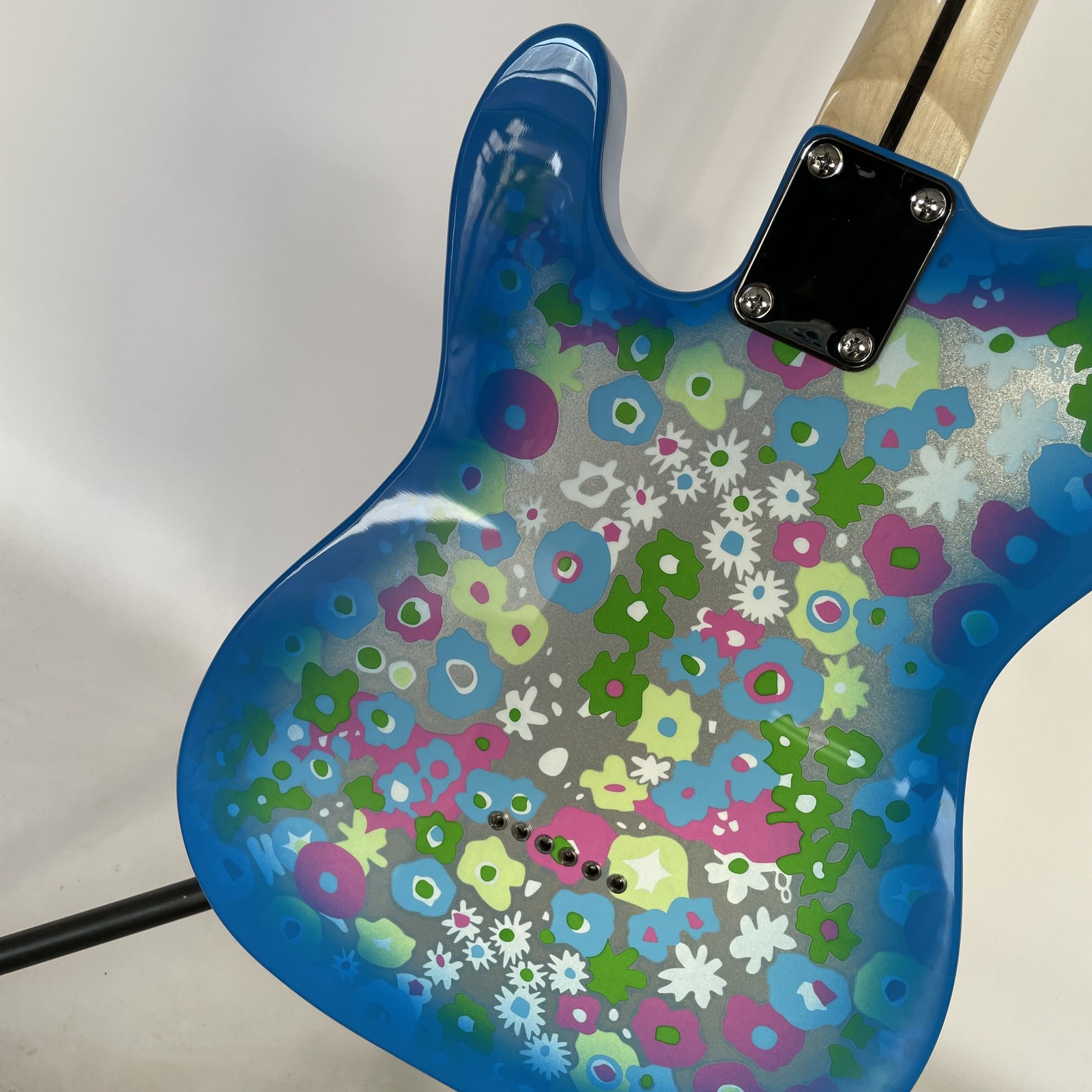 Hot Solid Electric Guitar Stainless Rounded Fret blue flower top maple fretboard