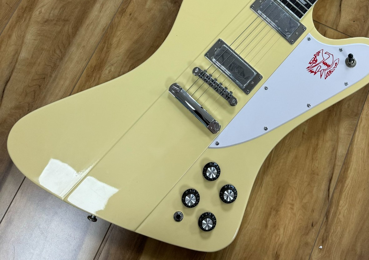 Yellow Firebird Style Electric Guitar Rosewood Fingerboard Fixed Bridge