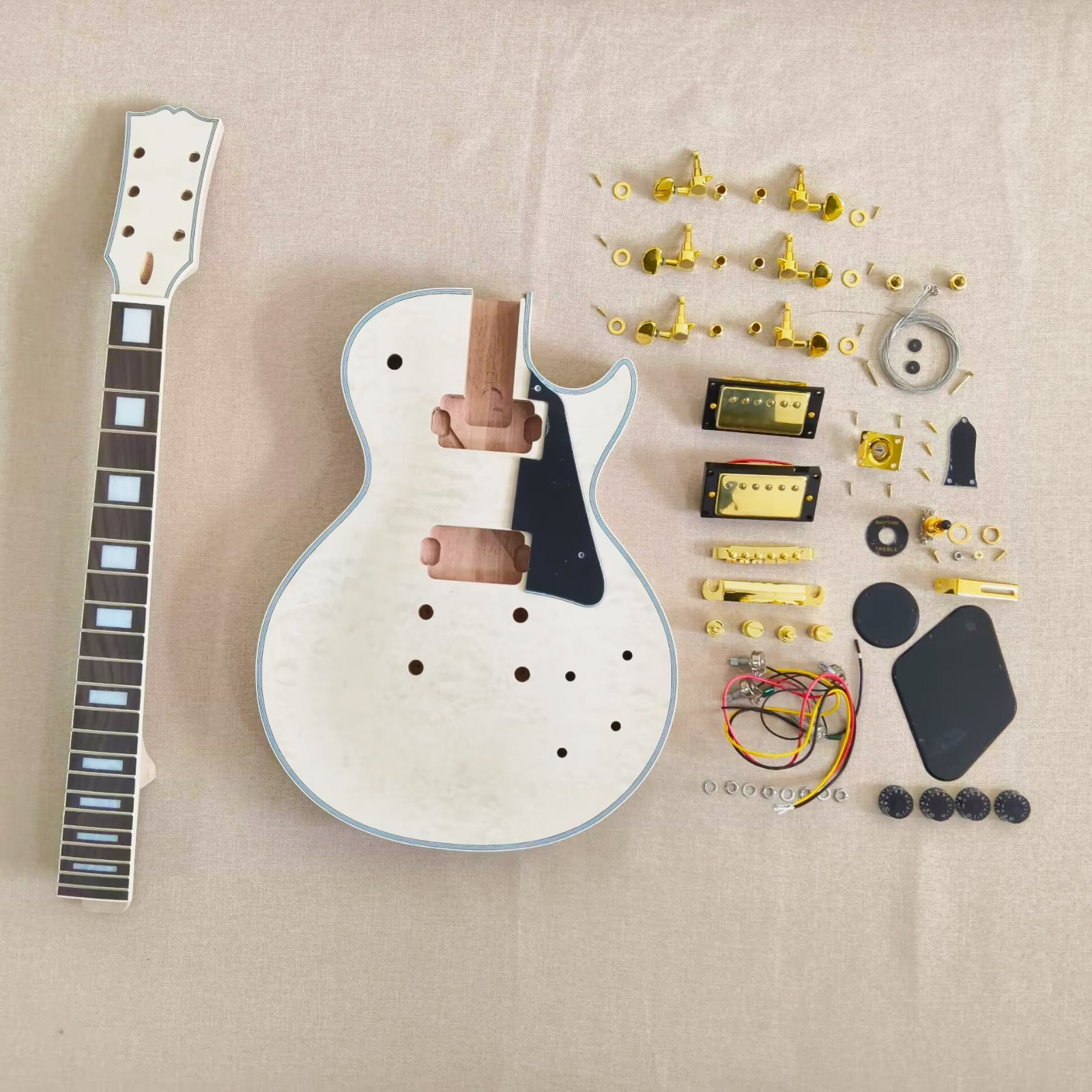 DIY Electric Guitar Kit gold parts Rosewood Fretboard Quilted Top Mahogany Body