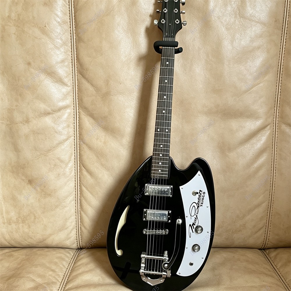 May Queen Semi-Hollow Electric Guitar Egg Stainless Fret Vibrato Bridge Black