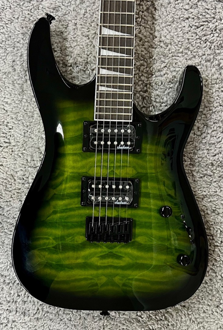 Jackson JS32Q DKA Archtop Dinky Hardtail Electric Guitar Transparent Green Burst