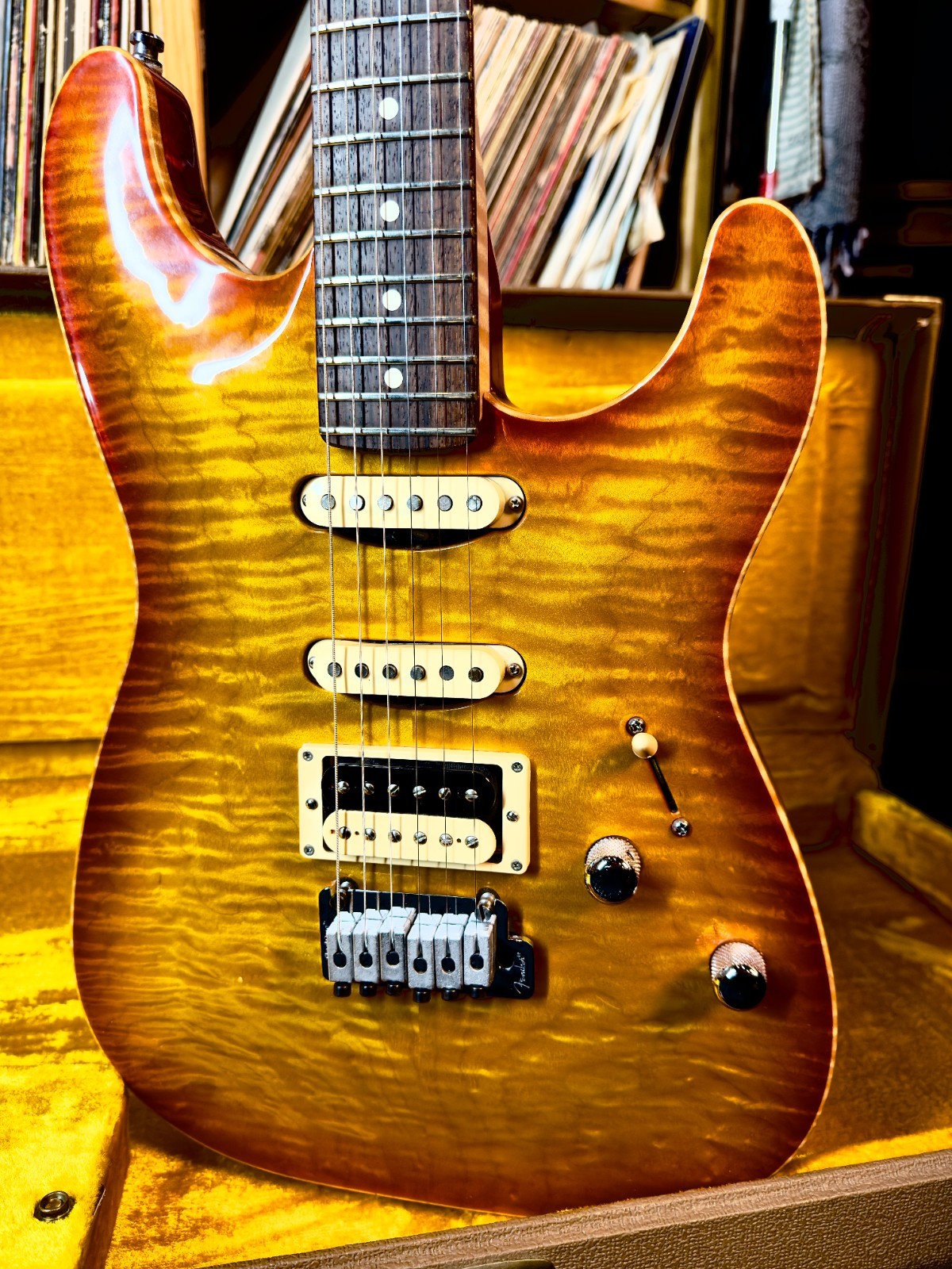 1995 Fender Custom Shop Carved Top Strat Aged Cherry Burst