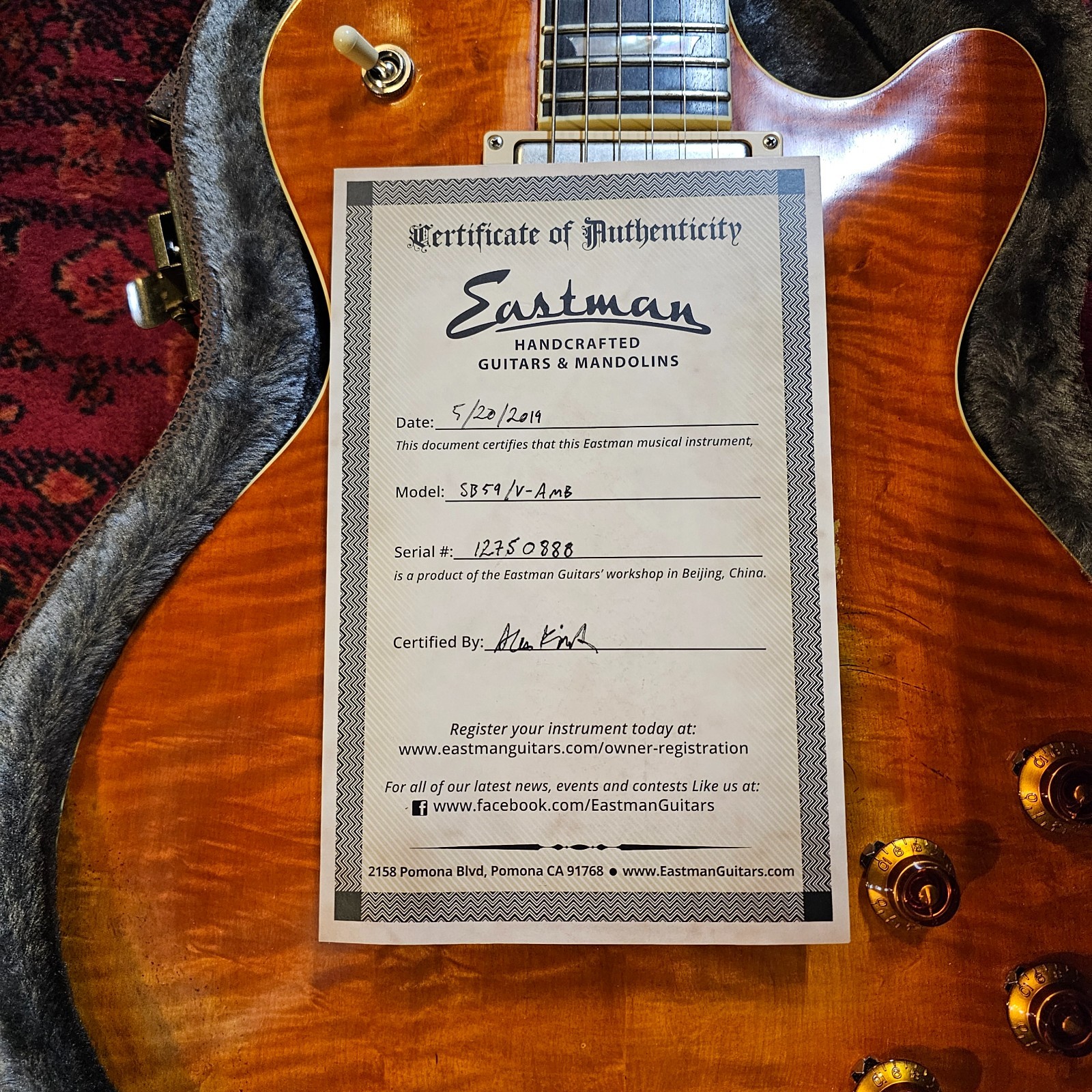 2019 Eastman SB59/V Antique Amber Varnish