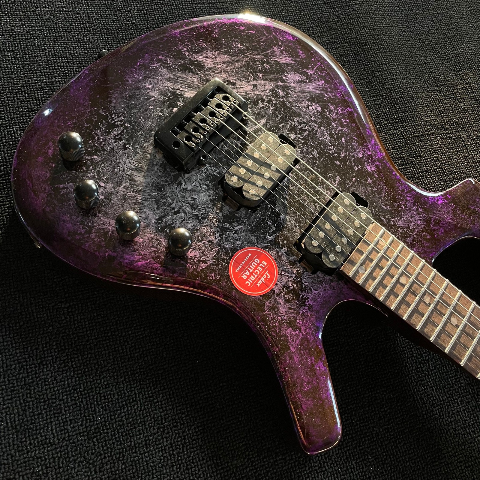 Solid Electric Guitar Open H-H Pickups Tremolo Purple Metallic Gloss Black HW