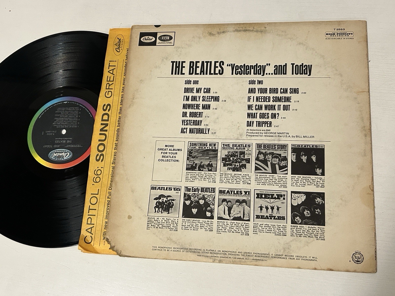 THE BEATLES YESTERDAY AND TODAY LP. MONO 2ND STATE BUTCHER COVER T-2553. VG/VG+