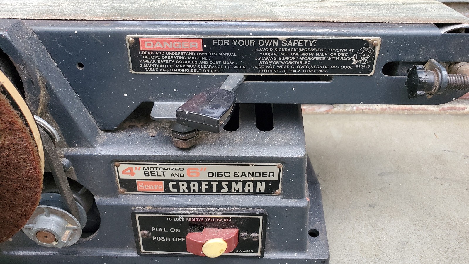 Vintage Sears Craftsman 113.226423 4″ belt & 6″ disc sander complete table works