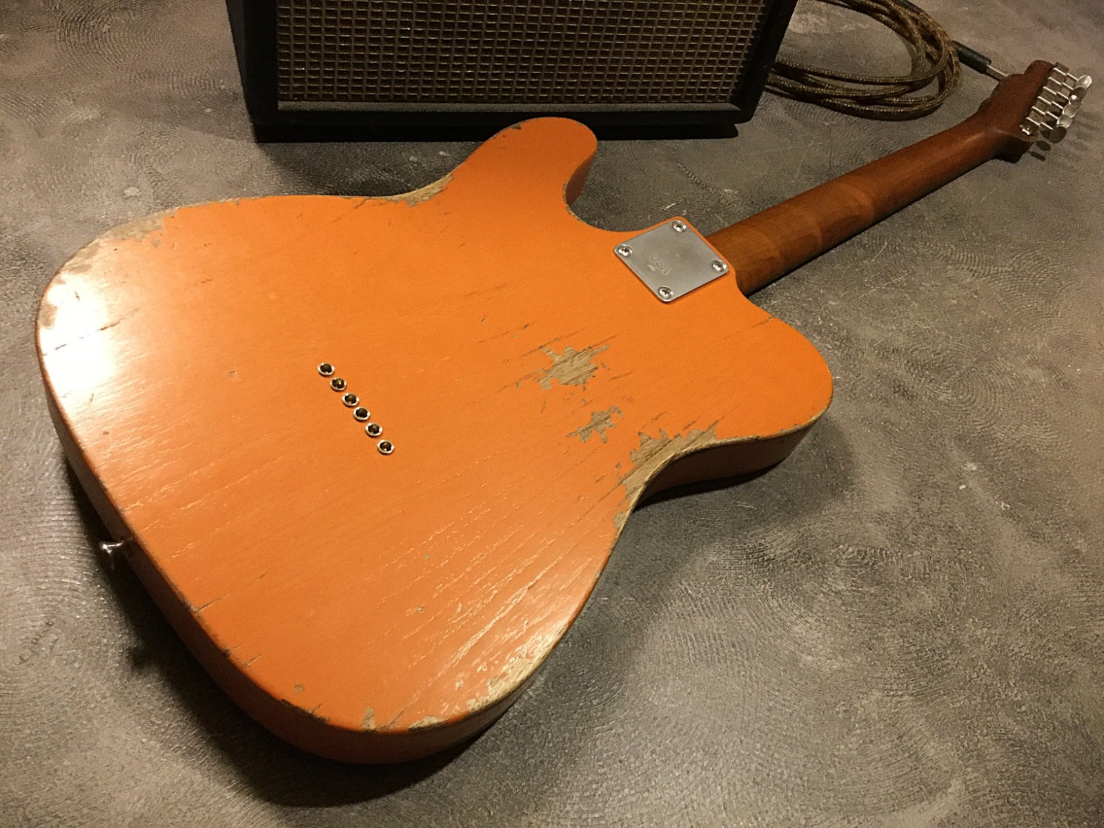 USA Relic Tele Style Electric Guitar Road Worn Orange by Nate’s Relic Guitars