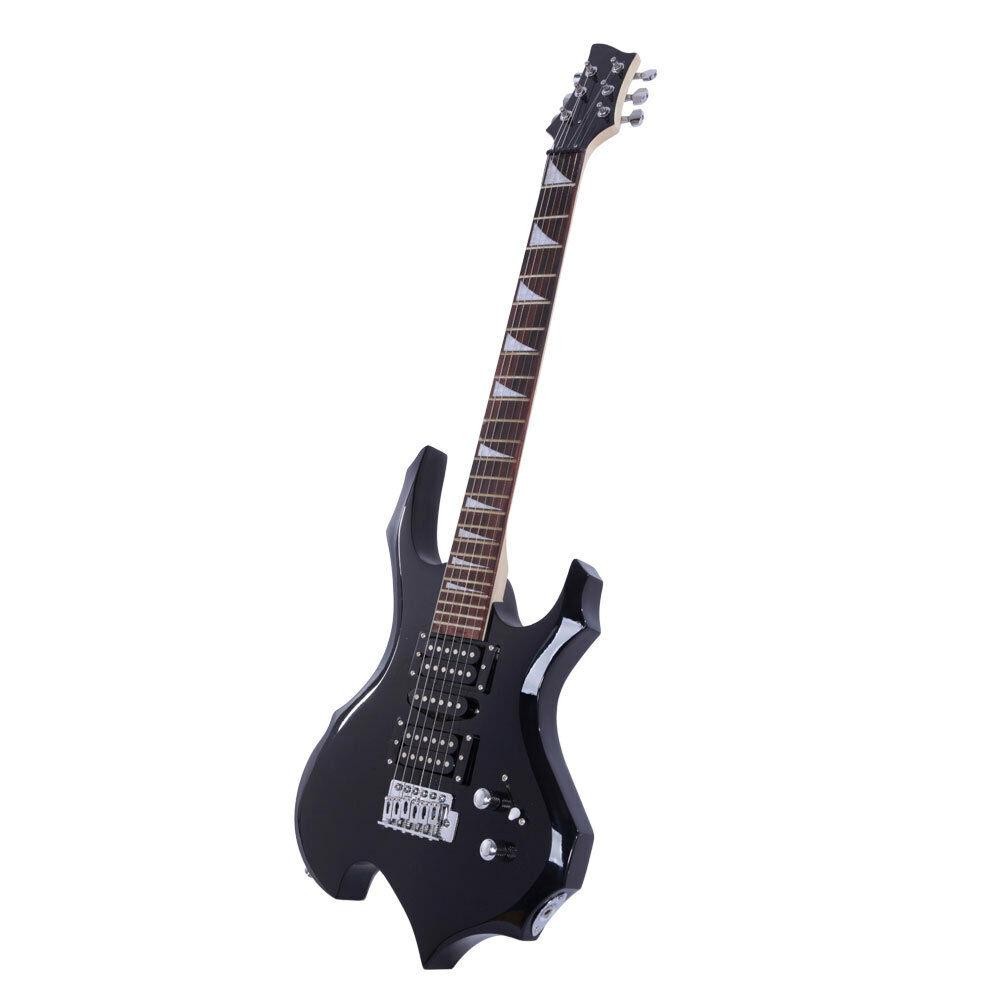 New Flame Type Electric Guitar Black Right Handed 6 String H-S-H pickup