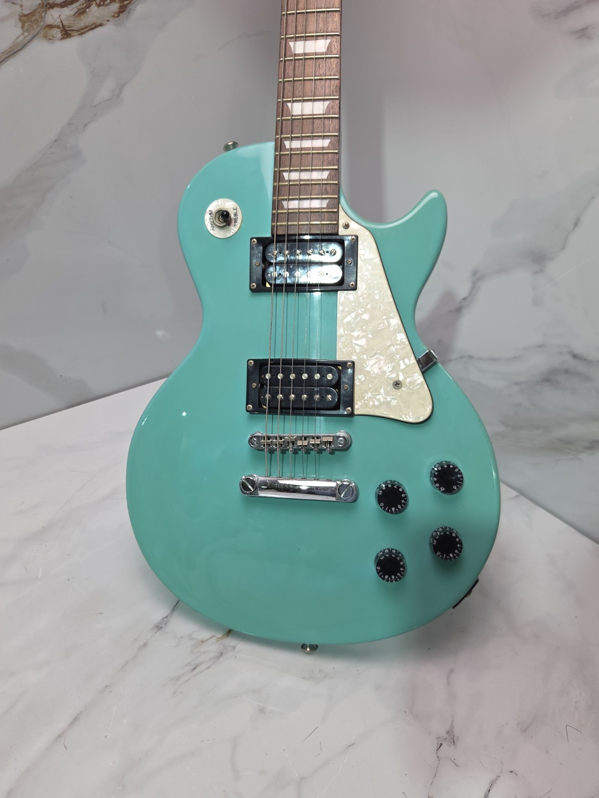 1990s Epiphone Les Paul Studio Turquoise Electric Guitar Vintage