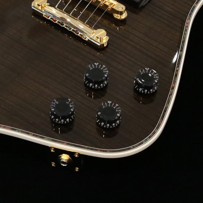 Electric Guitar Greco GM-CST/TM/TBK Trans Black Japan Tiger Maple Top Ebony