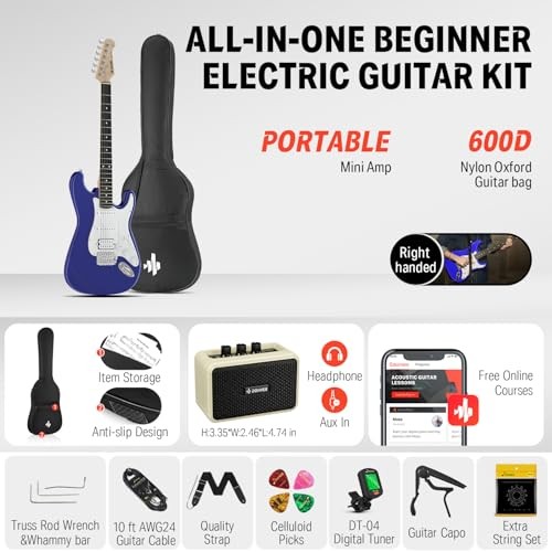 Donner 39in Electric Guitar Kit Purple Sapphire Blue