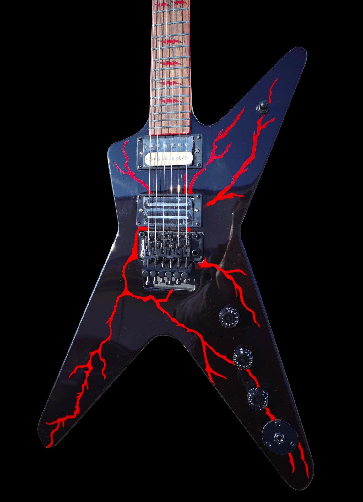 Firefly FFVX Electric Guitar Black Red Lightning Mahogany Alnico Rosewood Frets