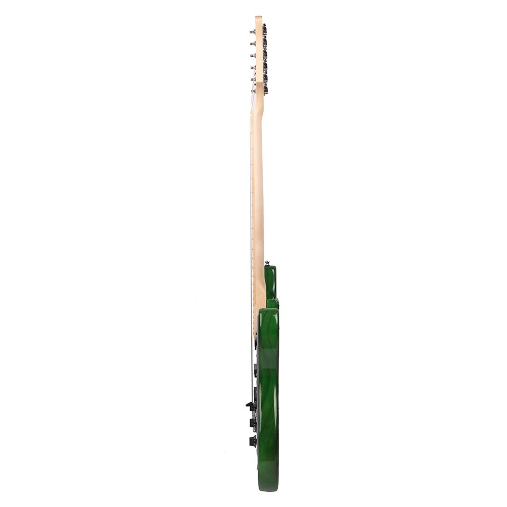US GST Stylish Green Electric Guitar 6 String w/ Bag Strap &Black Pickguard Kit