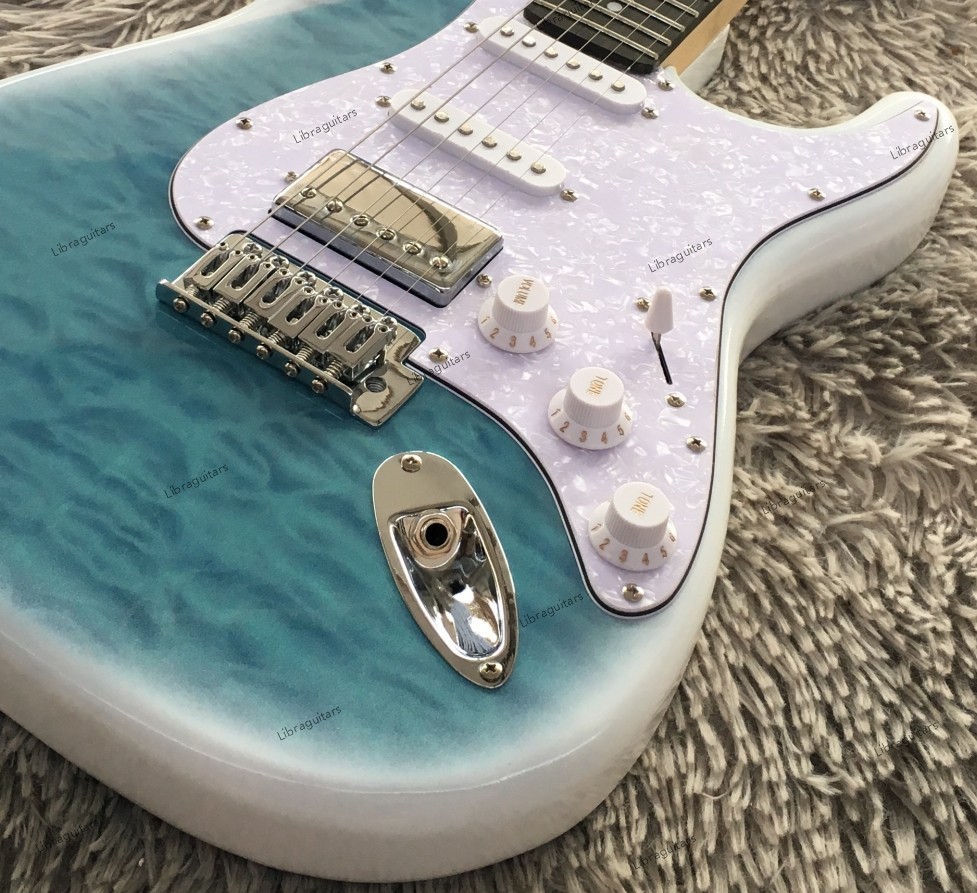 Electric Guitar Figured Maple Top Veneer SSH Pickups Chrome Hardware US Stock