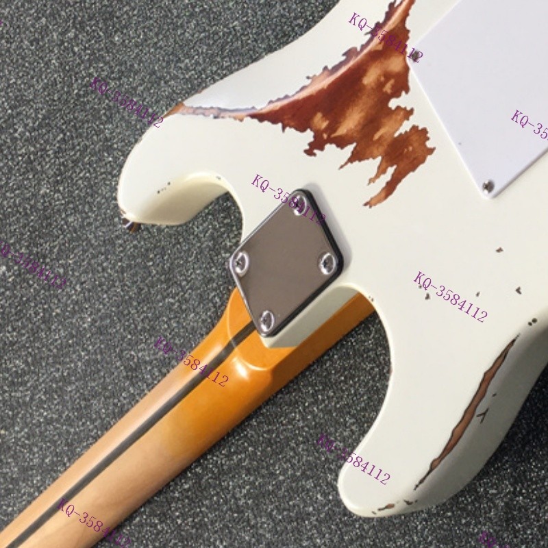 Solid Electric Guitar Stainless Rounded Fret Edge SSH Pickup Vintage Aged White
