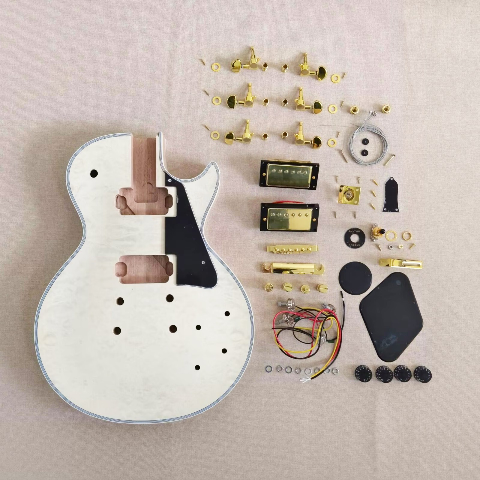 DIY Electric Guitar Kit gold parts Rosewood Fretboard Quilted Top Mahogany Body