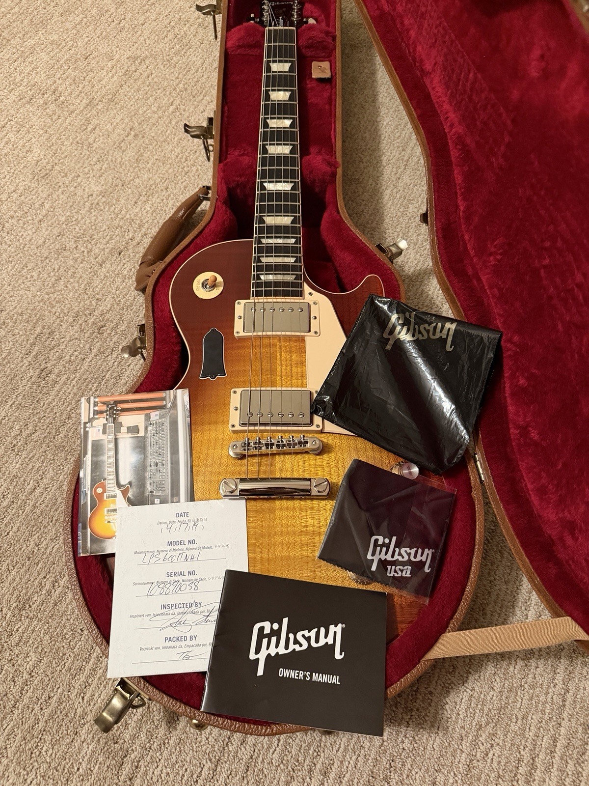 2019 Gibson les Paul Standard 60’s Flamed iced tea Burst Electric guitar w/ OHSC
