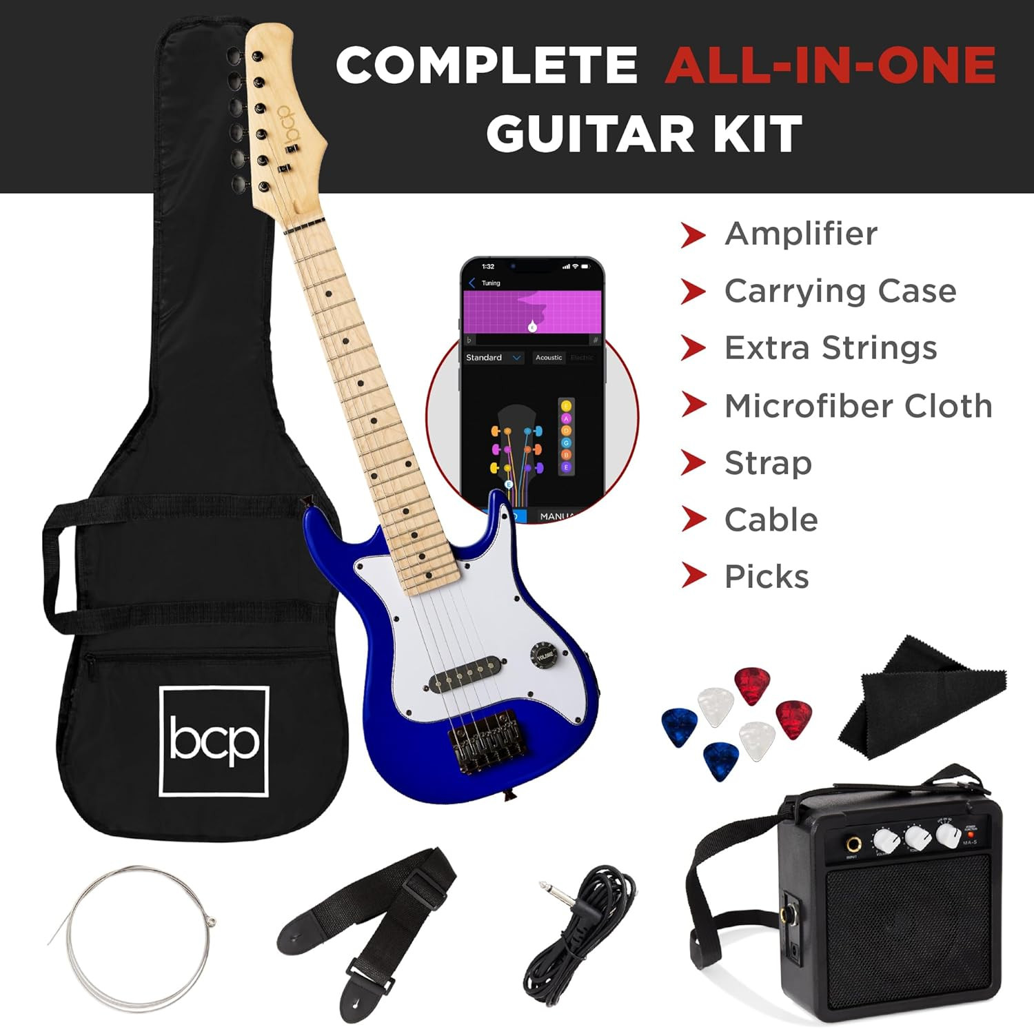 30In Kids Electric Guitar Beginner Starter Kit W/ 5W Amplifier, Strap, Gig Bag,