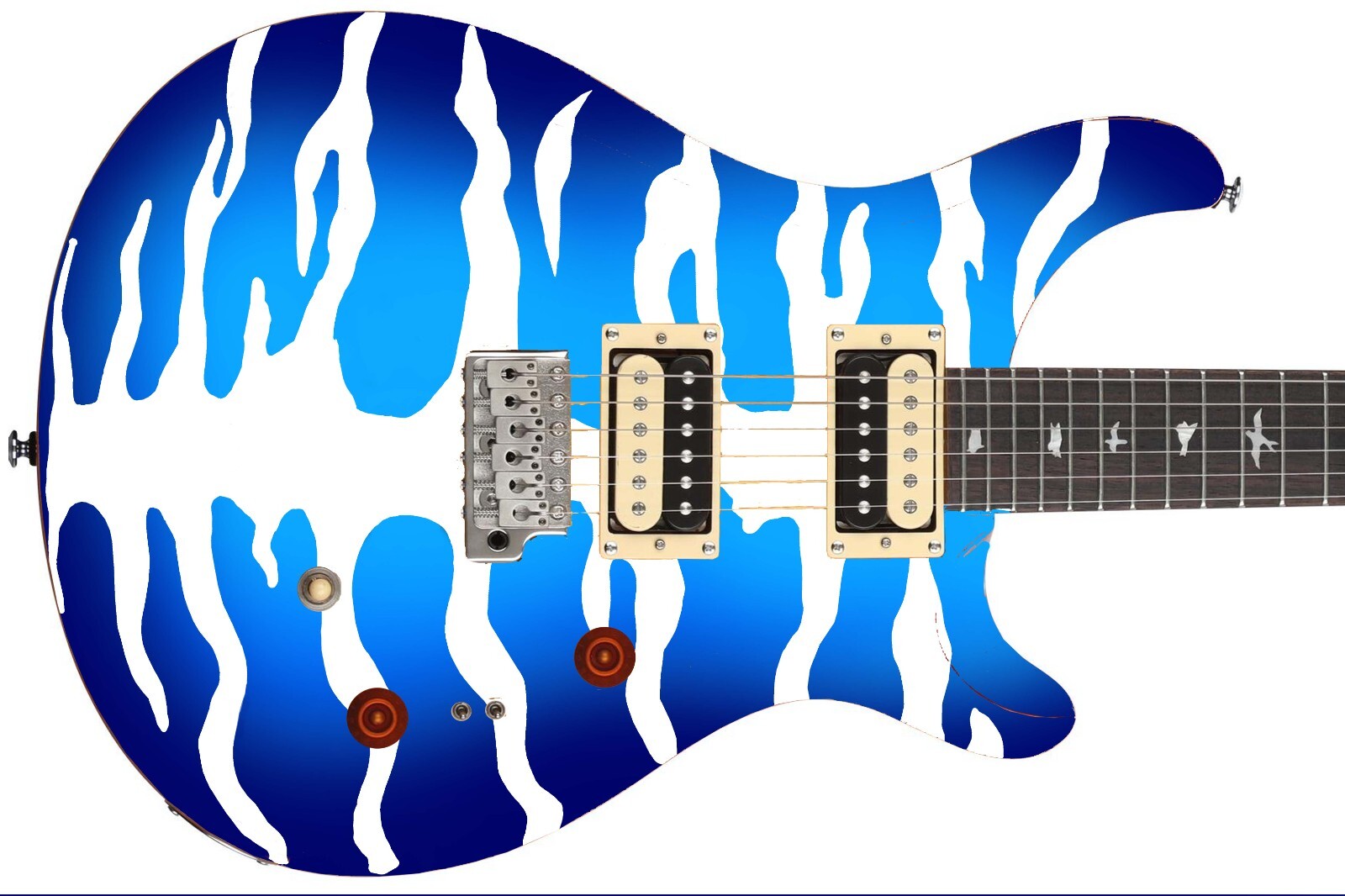Guitar Skin Axe Wrap Re-skin Bass Reface Blue White Bengal Tiger Stripes 1222