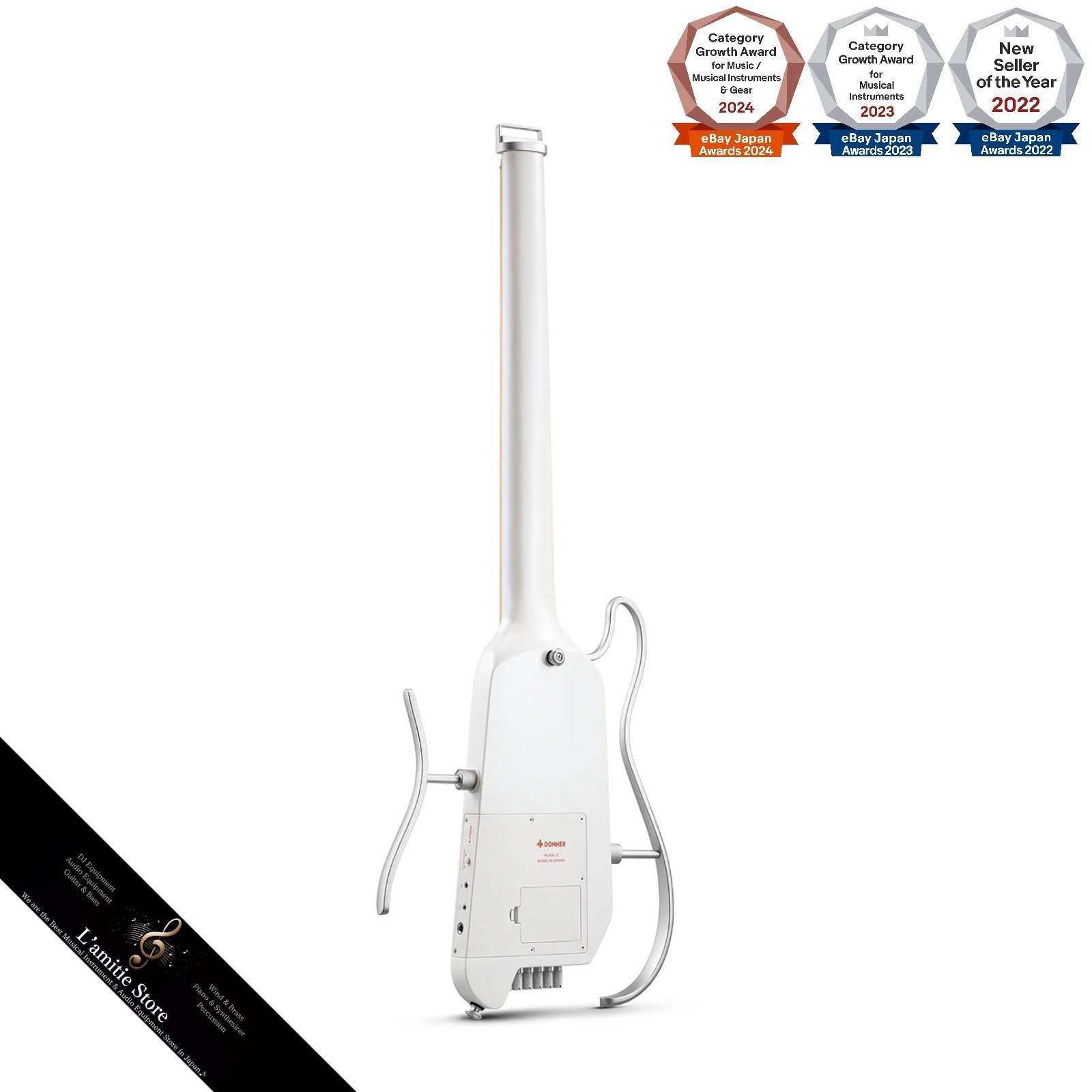 Donner HUSH-X Headless Electric Guitar Travel Compact Lightweight White Japan