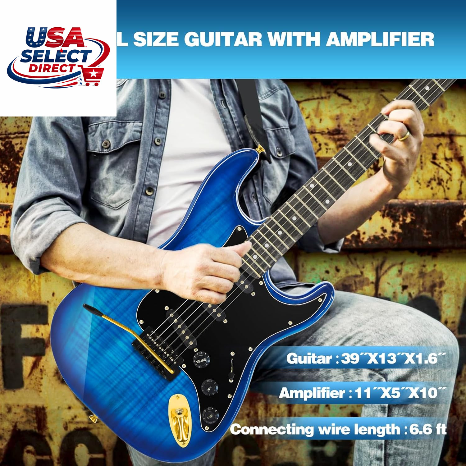 Electric Guitar Kit with 25W Amplifier, Gig Bag, Capo, Strap, Picks