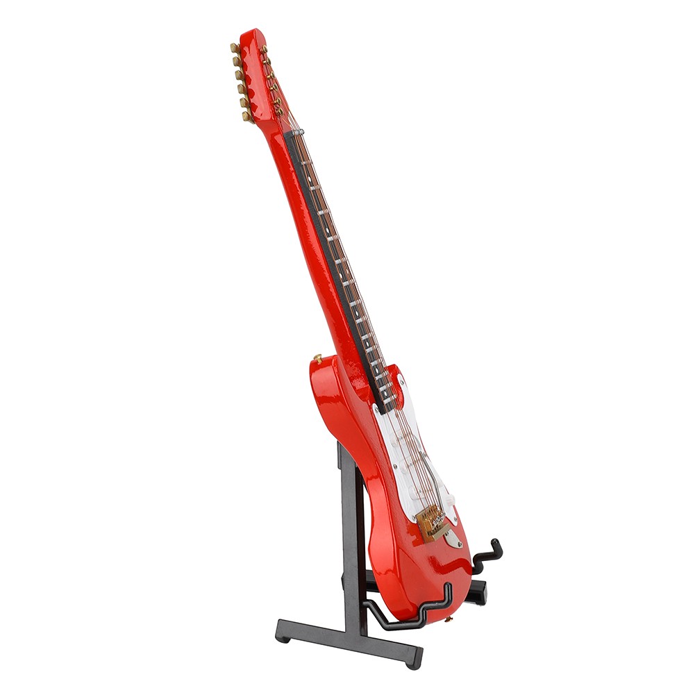 Miniature Red Electric Guitar Model Musical Instrument Crafts Ornament Gift