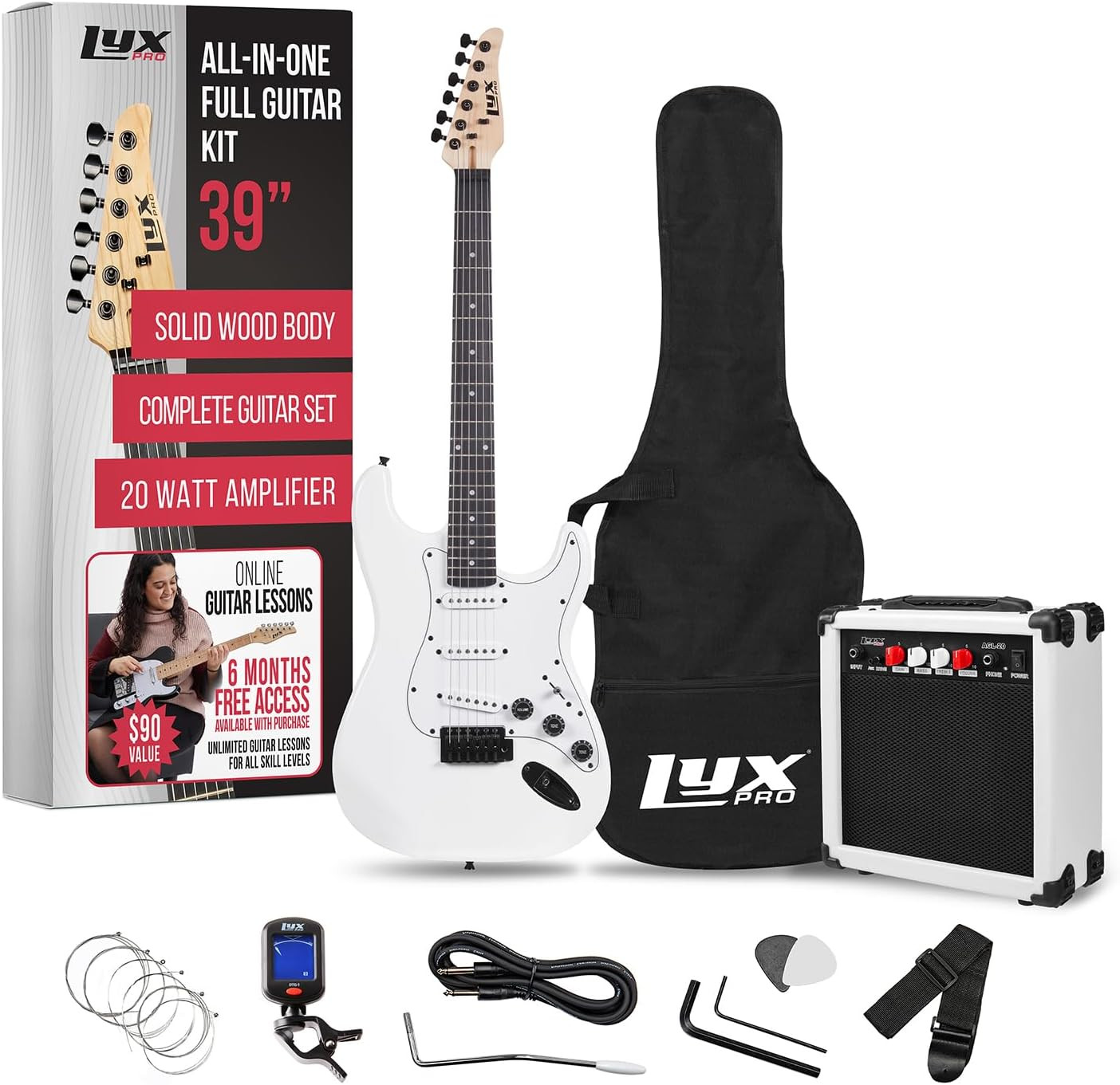 39 Inch Electric Guitar Starter Kit with 20W Amp Tuner Case Accessories